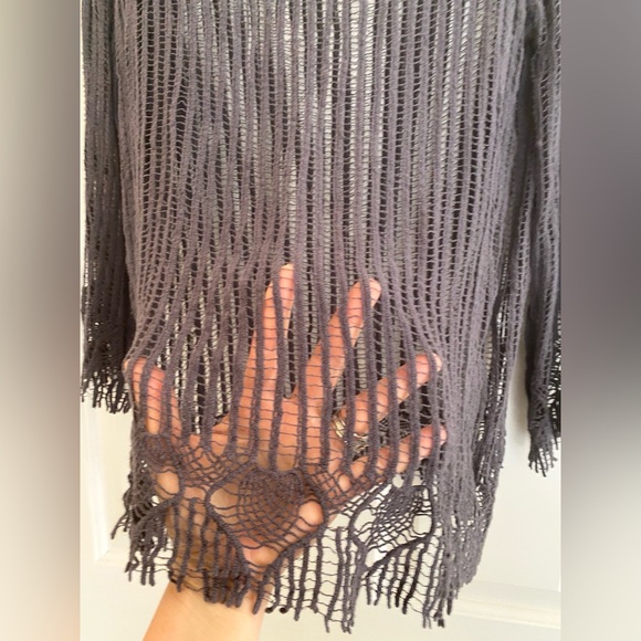 Gray Open Weave Knit Top/Swimsuit Cover-Up - Picture 3 of 4